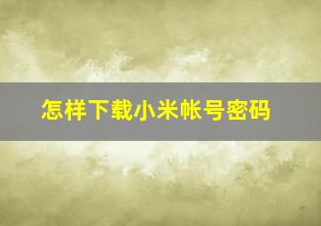 怎样下载小米帐号密码