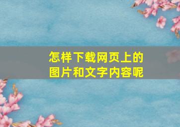 怎样下载网页上的图片和文字内容呢