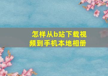 怎样从b站下载视频到手机本地相册