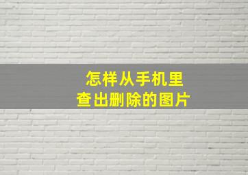 怎样从手机里查出删除的图片