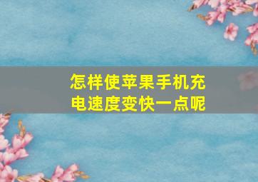 怎样使苹果手机充电速度变快一点呢