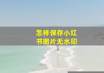 怎样保存小红书图片无水印