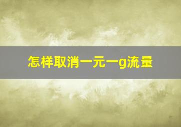 怎样取消一元一g流量