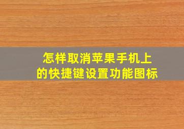 怎样取消苹果手机上的快捷键设置功能图标