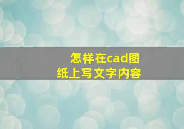 怎样在cad图纸上写文字内容