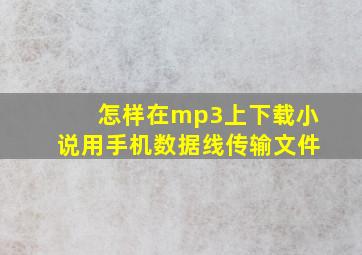 怎样在mp3上下载小说用手机数据线传输文件