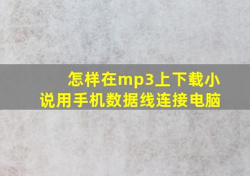 怎样在mp3上下载小说用手机数据线连接电脑