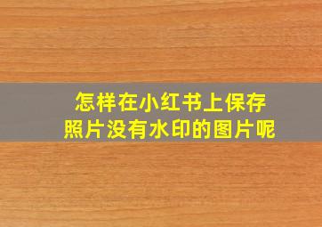 怎样在小红书上保存照片没有水印的图片呢