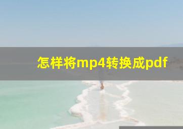 怎样将mp4转换成pdf