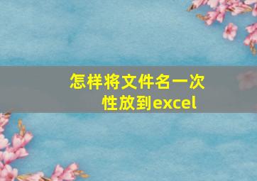 怎样将文件名一次性放到excel