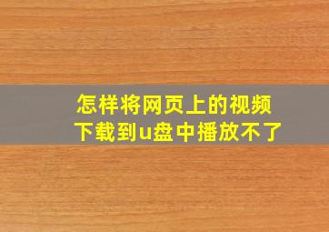 怎样将网页上的视频下载到u盘中播放不了