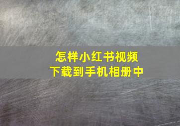 怎样小红书视频下载到手机相册中