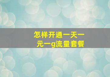 怎样开通一天一元一g流量套餐