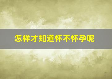 怎样才知道怀不怀孕呢