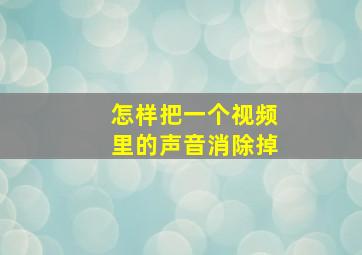 怎样把一个视频里的声音消除掉