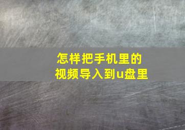 怎样把手机里的视频导入到u盘里