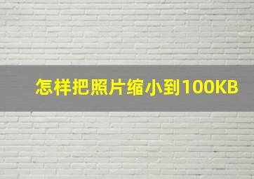 怎样把照片缩小到100KB