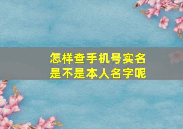 怎样查手机号实名是不是本人名字呢