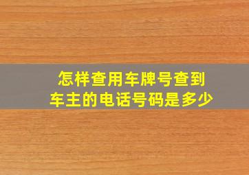 怎样查用车牌号查到车主的电话号码是多少