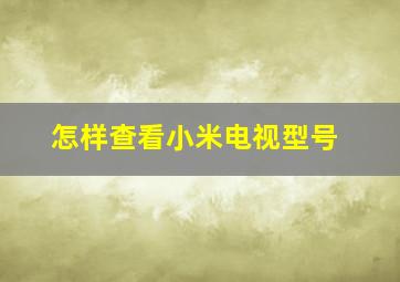 怎样查看小米电视型号