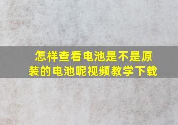 怎样查看电池是不是原装的电池呢视频教学下载