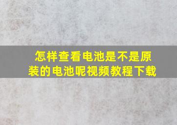 怎样查看电池是不是原装的电池呢视频教程下载