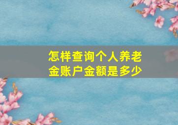 怎样查询个人养老金账户金额是多少