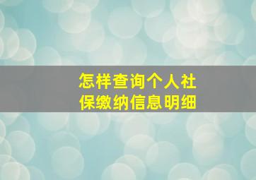 怎样查询个人社保缴纳信息明细