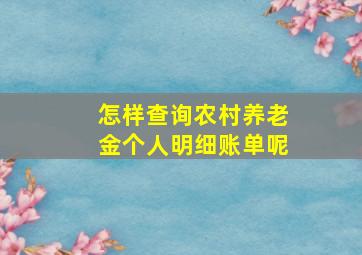 怎样查询农村养老金个人明细账单呢