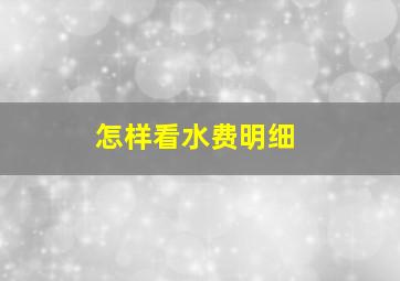 怎样看水费明细