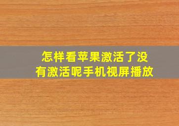 怎样看苹果激活了没有激活呢手机视屏播放