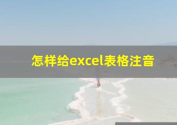 怎样给excel表格注音