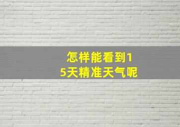 怎样能看到15天精准天气呢