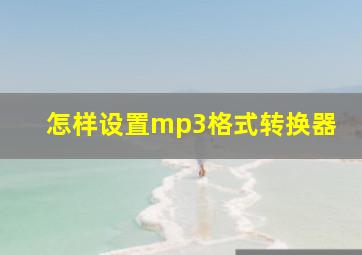 怎样设置mp3格式转换器