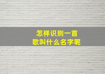 怎样识别一首歌叫什么名字呢