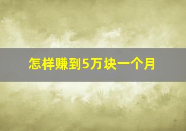 怎样赚到5万块一个月