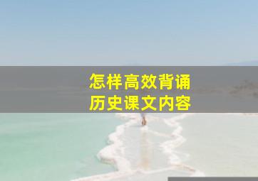 怎样高效背诵历史课文内容