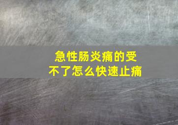 急性肠炎痛的受不了怎么快速止痛