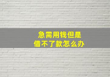 急需用钱但是借不了款怎么办