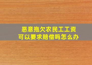 恶意拖欠农民工工资可以要求赔偿吗怎么办