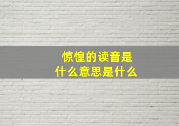 惊惶的读音是什么意思是什么