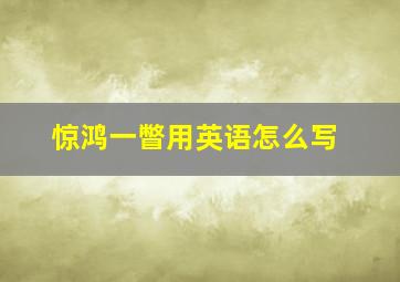 惊鸿一瞥用英语怎么写