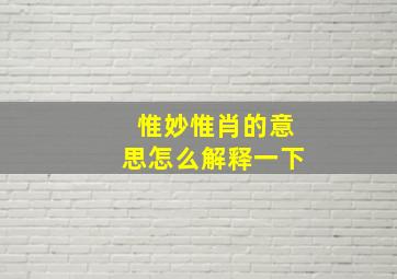 惟妙惟肖的意思怎么解释一下