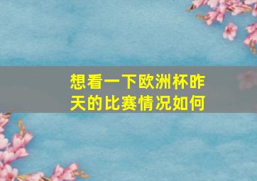 想看一下欧洲杯昨天的比赛情况如何