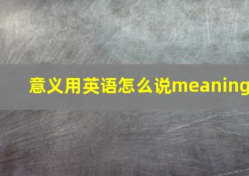 意义用英语怎么说meaning