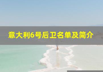 意大利6号后卫名单及简介