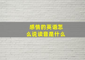 感情的英语怎么说读音是什么