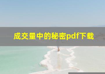 成交量中的秘密pdf下载