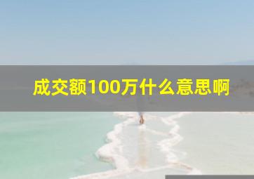 成交额100万什么意思啊