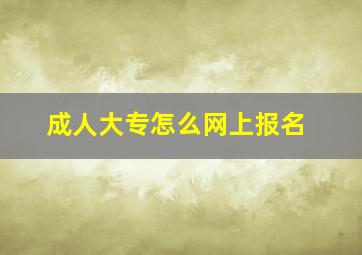 成人大专怎么网上报名